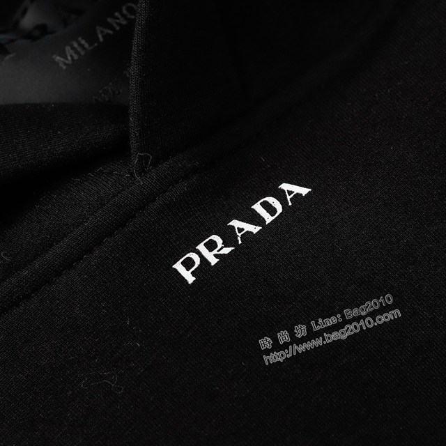 Prada專櫃普拉達2023FW新款印花連帽衛衣 男女同款 tzy3015